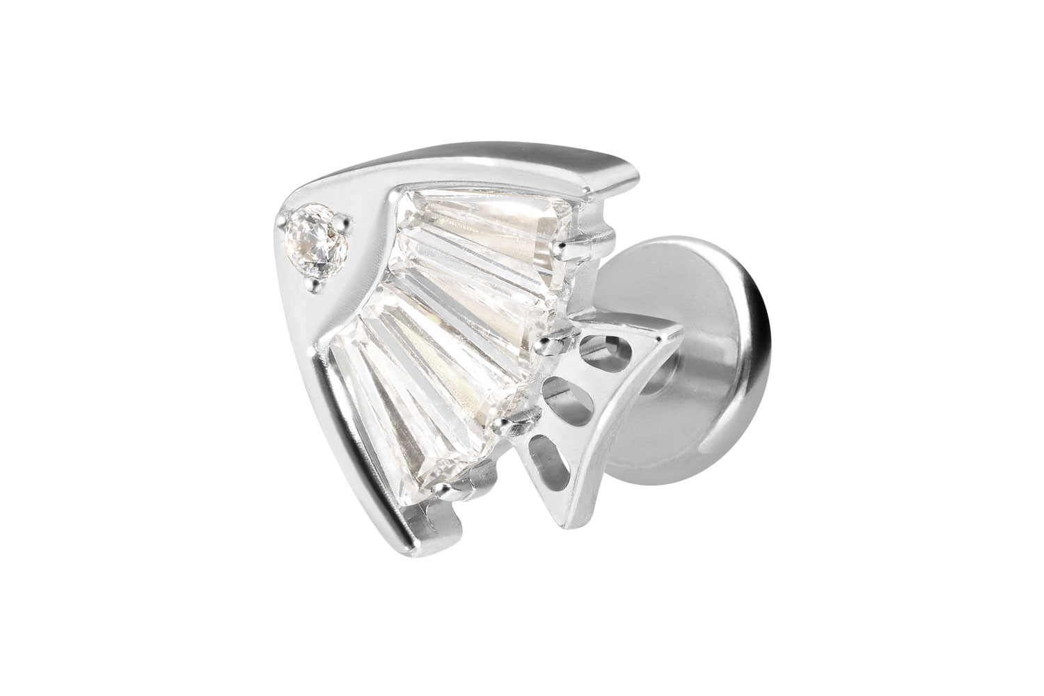 Titan Labret Piercing mit Innengewinde KRISTALLFISCH